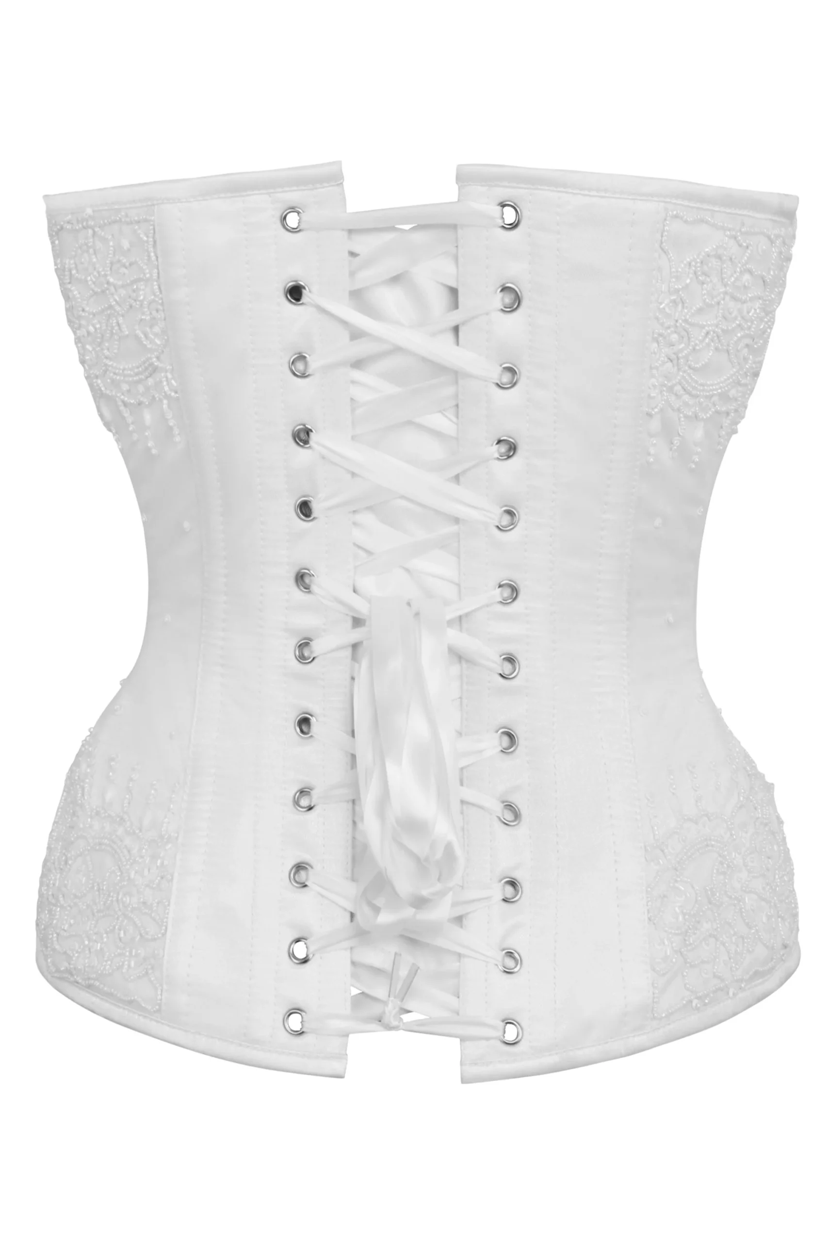 White Satin Couture Gothic Overbust Corset White Satin Couture Gothic Overbust Corset
