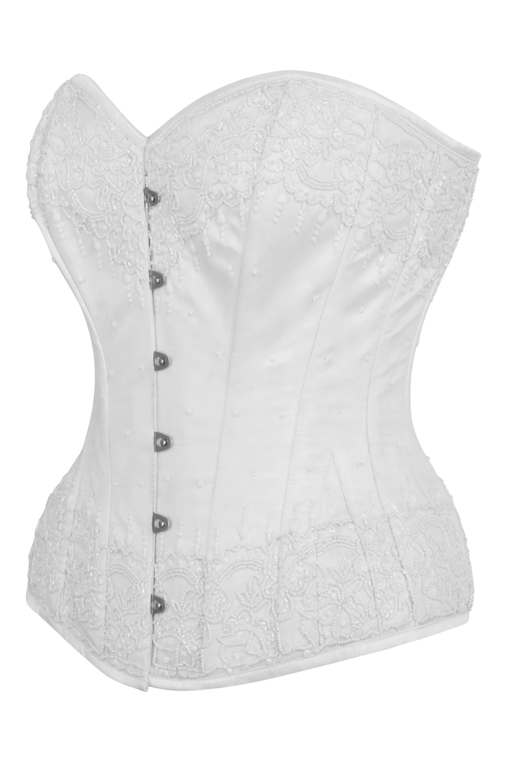 White Satin Couture Gothic Overbust Corset White Satin Couture Gothic Overbust Corset