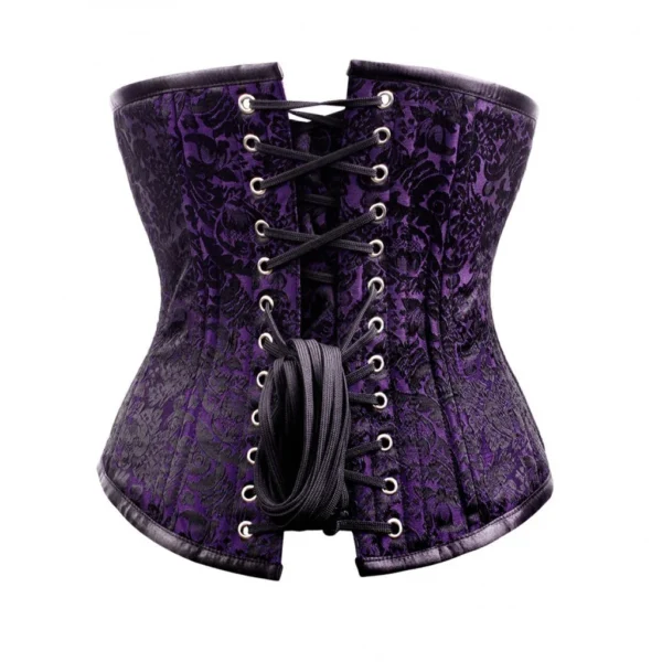 Purple Longline Brocade Waist Training Underbust Corset