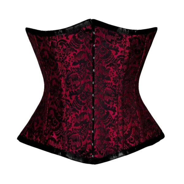 Burgundy Brocade Underbust Waist Trainer Corset