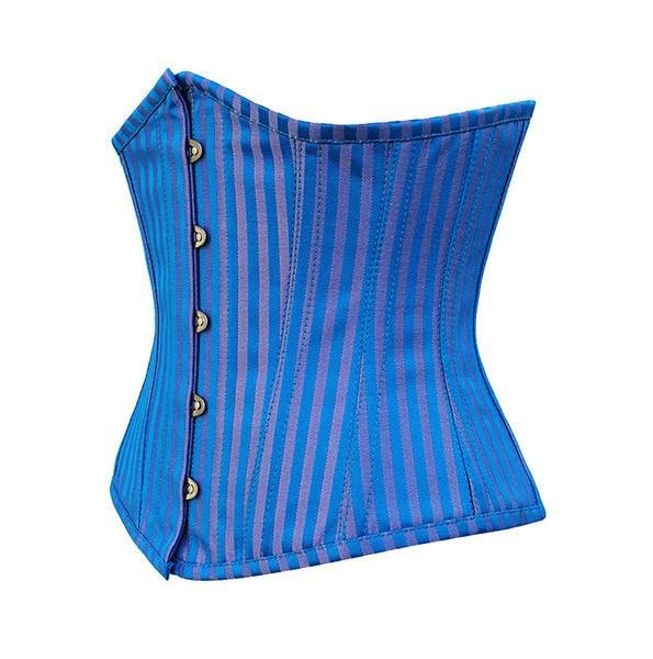 Blue Stripes Underbust Gothic Brocade Corset
