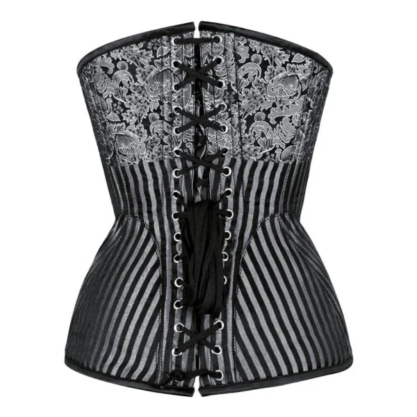 Steel boned Brocade Overbust Silver Corset