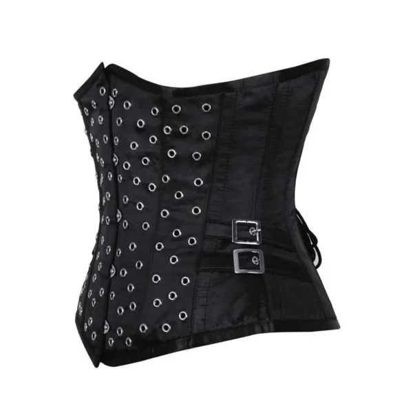 Steel Boned Black Satin Steampunk Underbust Waist Corset
