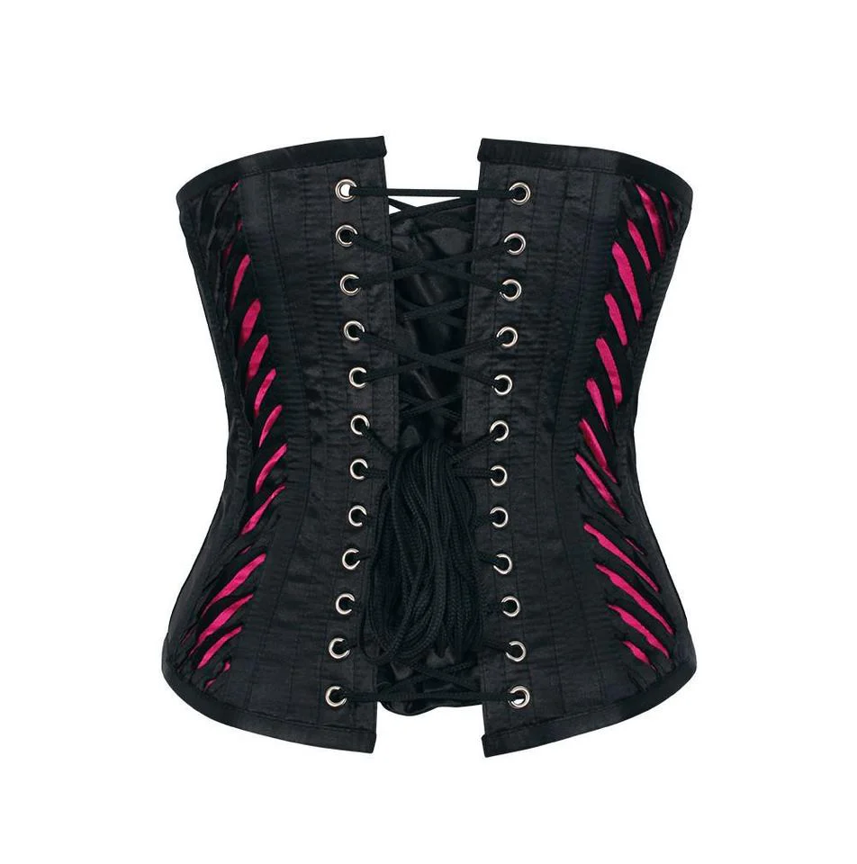 Black and Pink Satin Underbust Gothic Corset