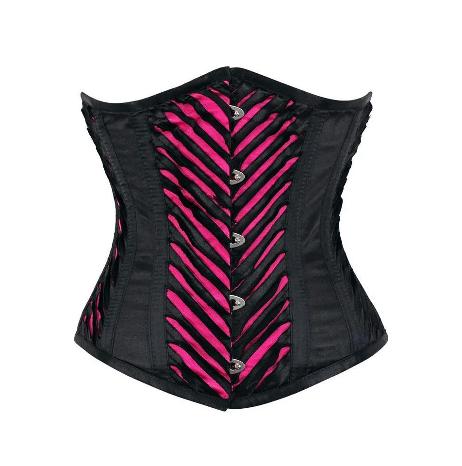 Black and Pink Satin Underbust Gothic Corset