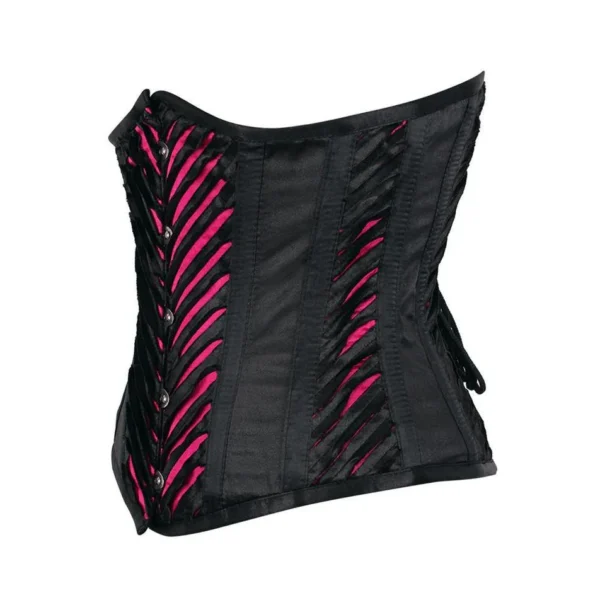 Black and Pink Satin Underbust Gothic Corset