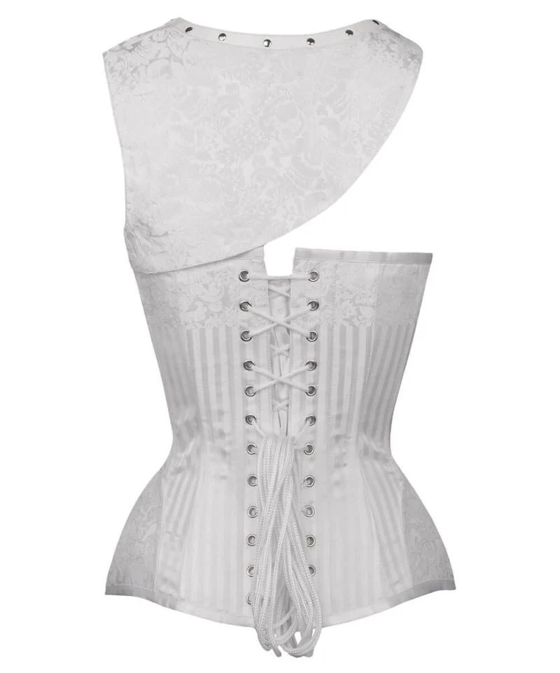 Gothic White Brocade Overbust Steampunk Corset with Bolero Gothic White Brocade Overbust Steampunk Corset with Bolero