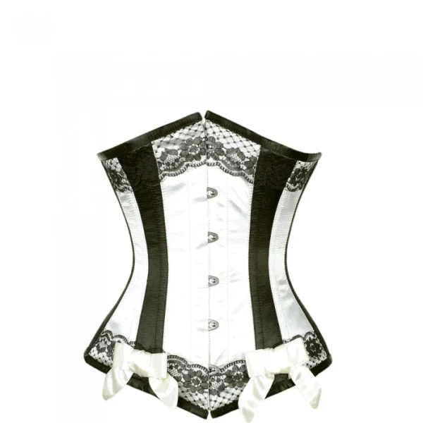 Ivory Satin Underbust Corset With Black Panels