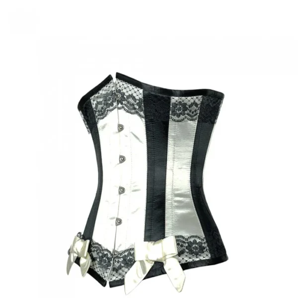 Ivory Satin Underbust Corset With Black Panels