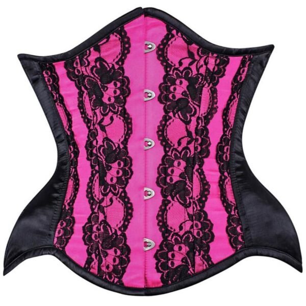 Curvy Magenta Lace Satin Waist Training Curvy Corset