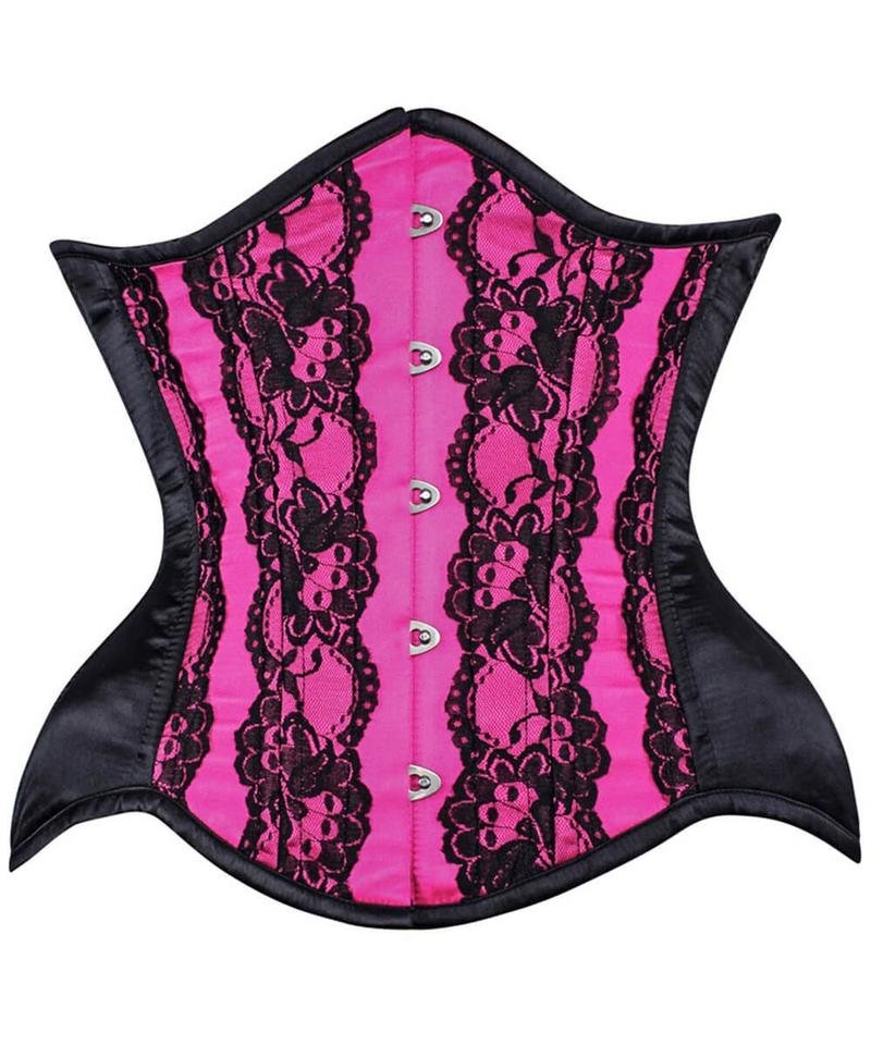 Curvy Magenta Lace Satin Waist Training Curvy Corset