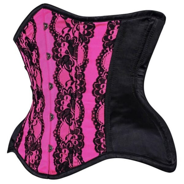 Curvy Magenta Lace Satin Waist Training Curvy Corset