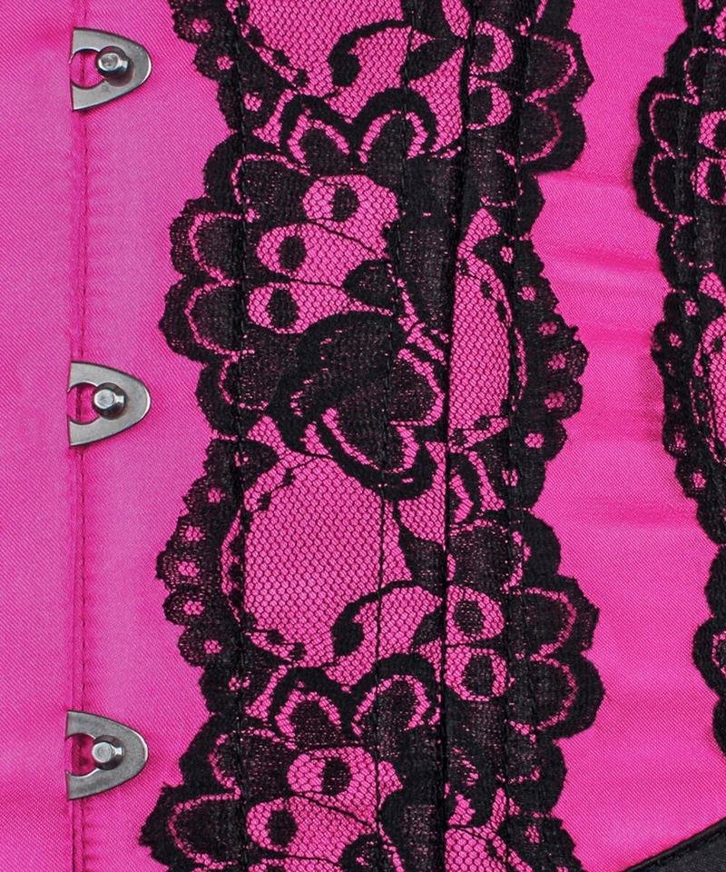 Curvy Magenta Lace Satin Waist Training Curvy Corset