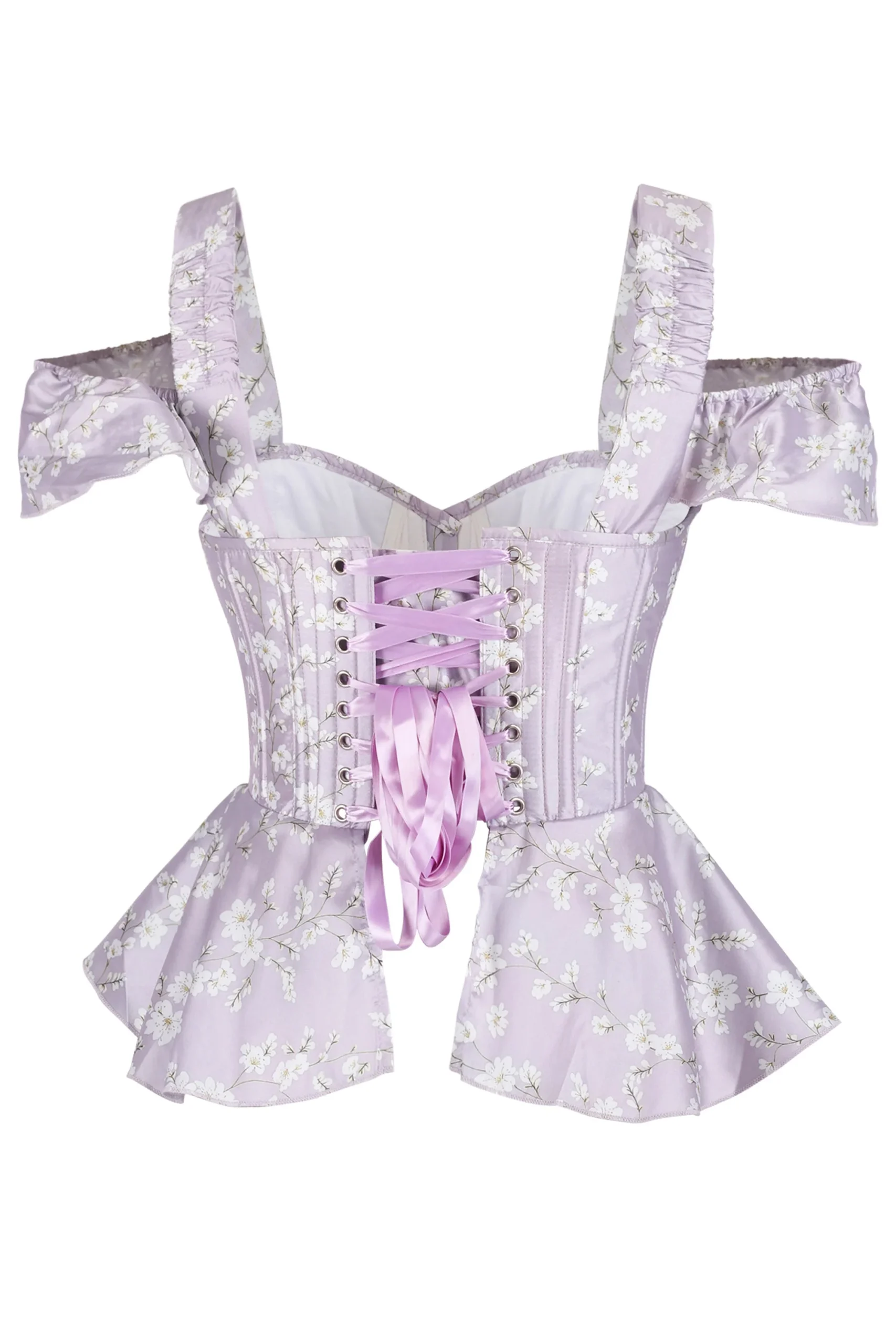 Lilac Off-Shoulder Peplum Gothic Corset Top with Sleeves Lilac Off-Shoulder Peplum Gothic Corset Top with Sleeves