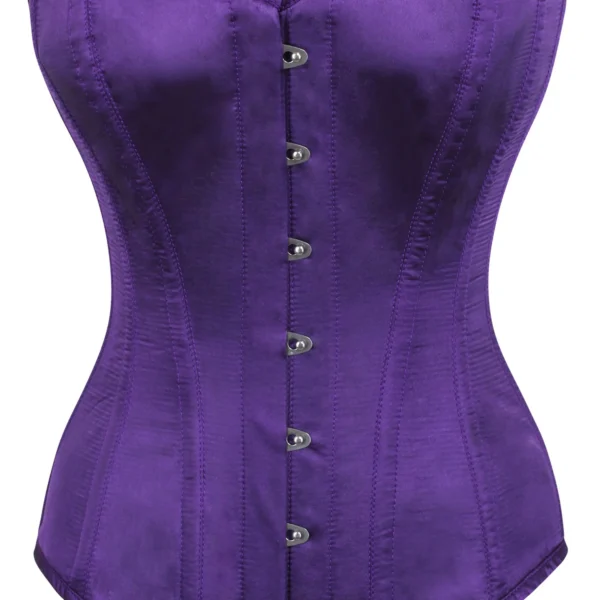 Dark Purple Satin Longline Overbust Gothic Corset