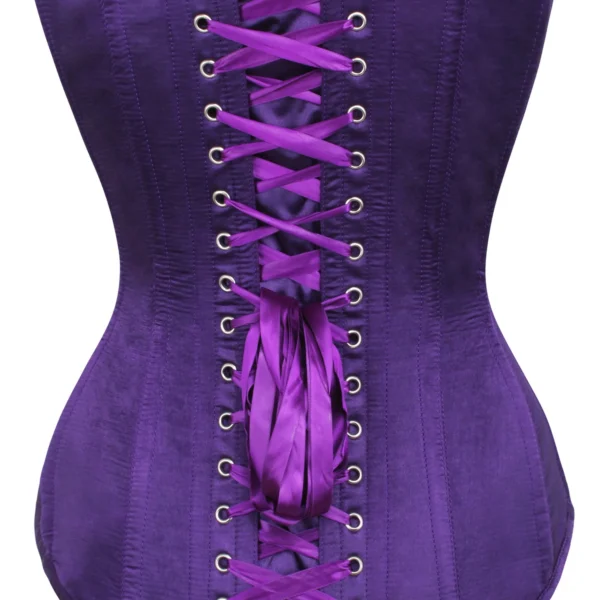 Dark Purple Satin Longline Overbust Gothic Corset