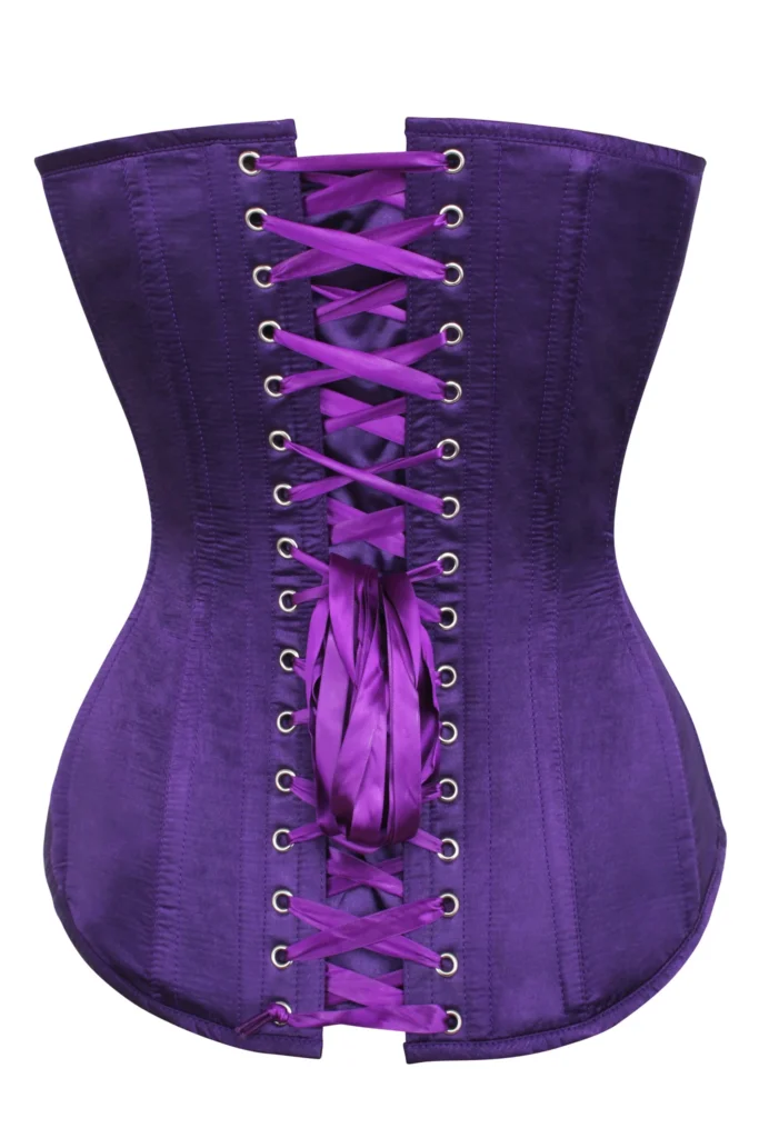 Dark Purple Satin Longline Overbust Gothic Corset