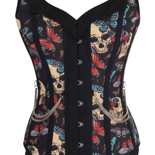 Buttefly and Skull Print Waistcoat Corset For Halloween Costume