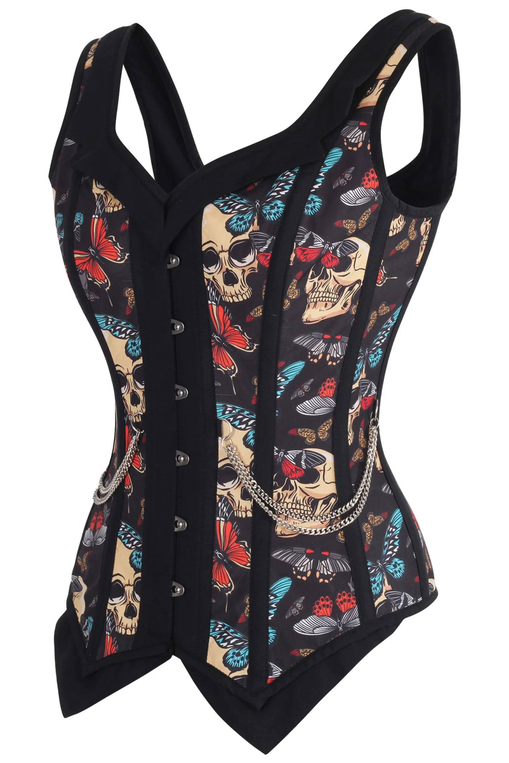 Buttefly and Skull Print Waistcoat Corset For Halloween Costume Buttefly and Skull Print Waistcoat Corset For Halloween Costume