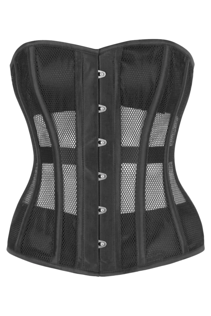 Black Overbust Net Gothic Steel Boned Corset