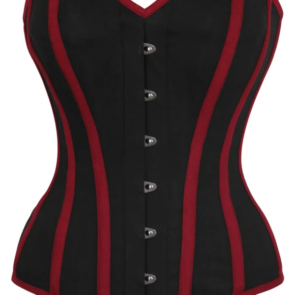 Single Layer Black and Burgundy Overbust Gothic Corset