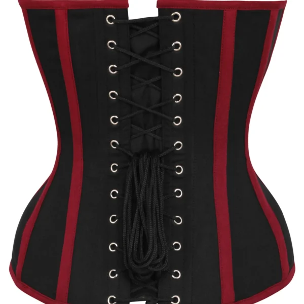 Single Layer Black and Burgundy Overbust Gothic Corset