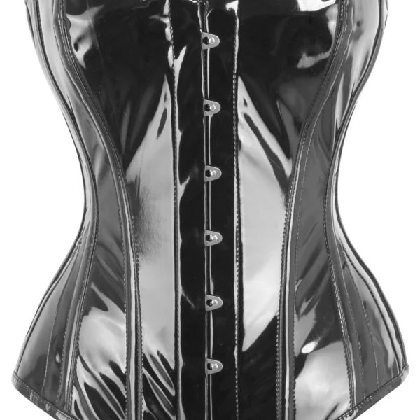 Longline PVC Overbust Gothic Corset With Hip Gores