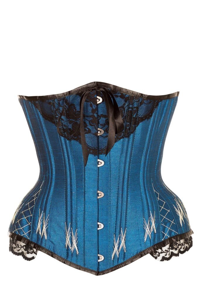 Longline Turquoise Underbust Corset With Flossing
