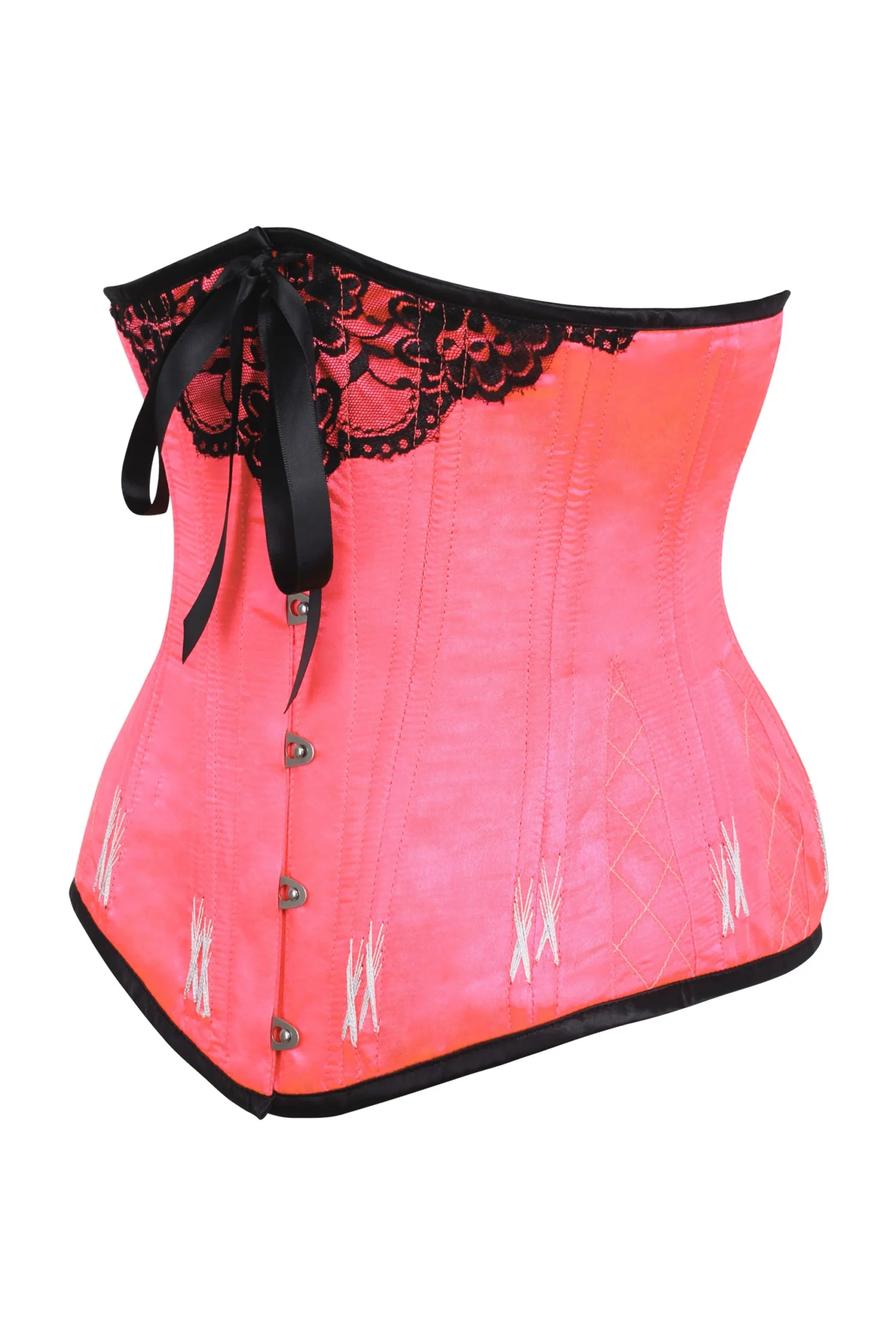 Longline Hot Pink Underbust Corset With Flossing Longline Hot Pink Underbust Corset With Flossing