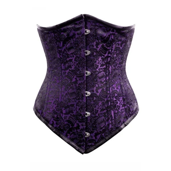 Purple Longline Brocade Waist Training Underbust Corset