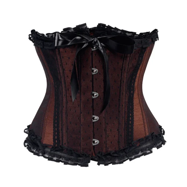 Brown Burlesque Underbust Satin Corset with Lace