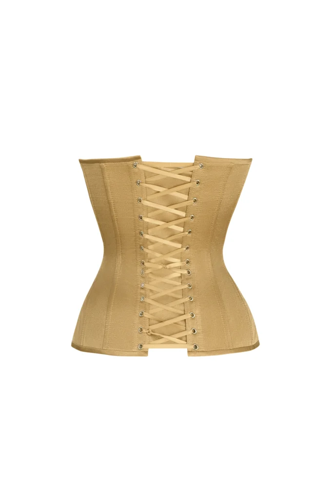 Yellow Gold Satin Corset Top with Cups