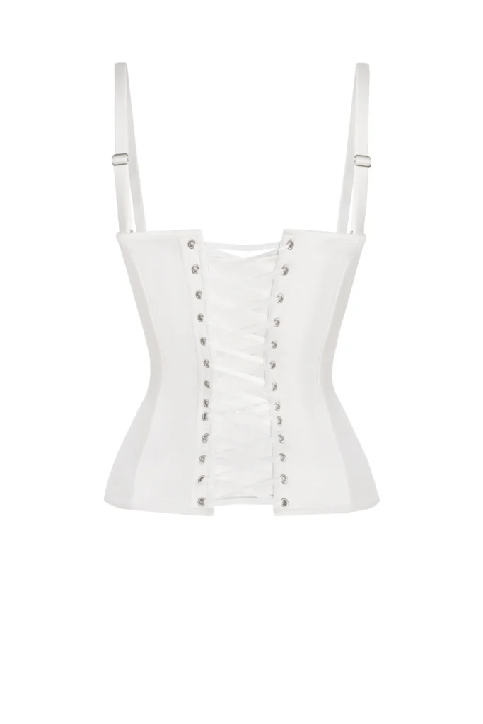 White Short Corset Top with Shoulder Straps