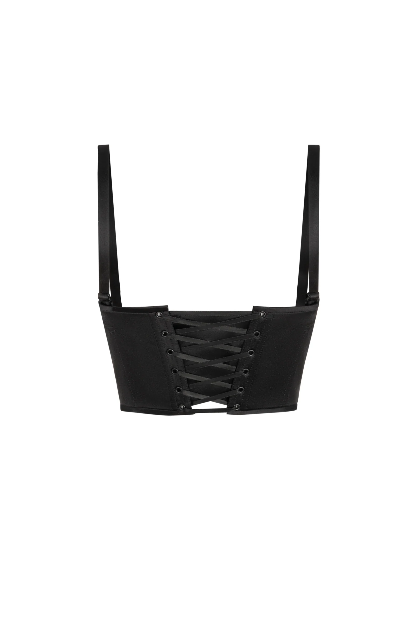 Black Satin Bustier Top Corset with Shoulder Straps Black Satin Bustier Top Corset with Shoulder Straps