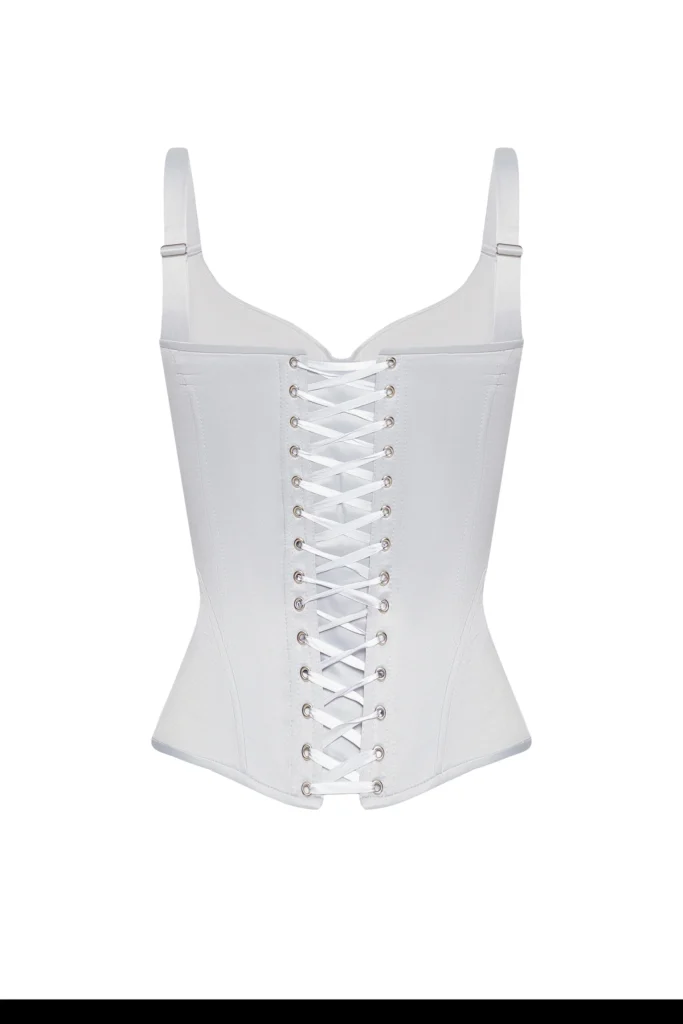 Light Grey Satin Corset Top with Fixed Shoulder Straps
