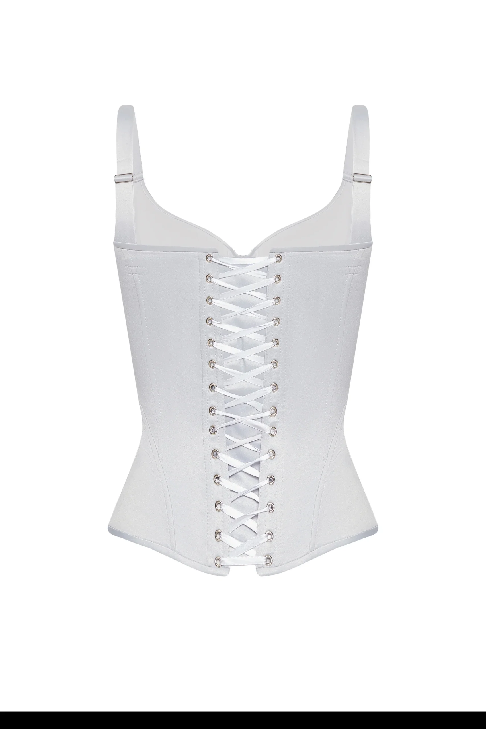 Light Grey Satin Corset Top with Fixed Shoulder Straps Light Grey Satin Corset Top with Fixed Shoulder Straps