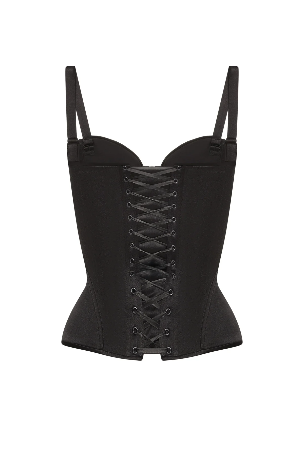 Black Corset Top with Removable Shoulder Straps and Front Zip