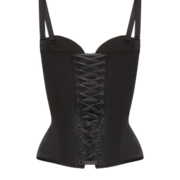 Black Corset Top with Removable Shoulder Straps and Front Zip