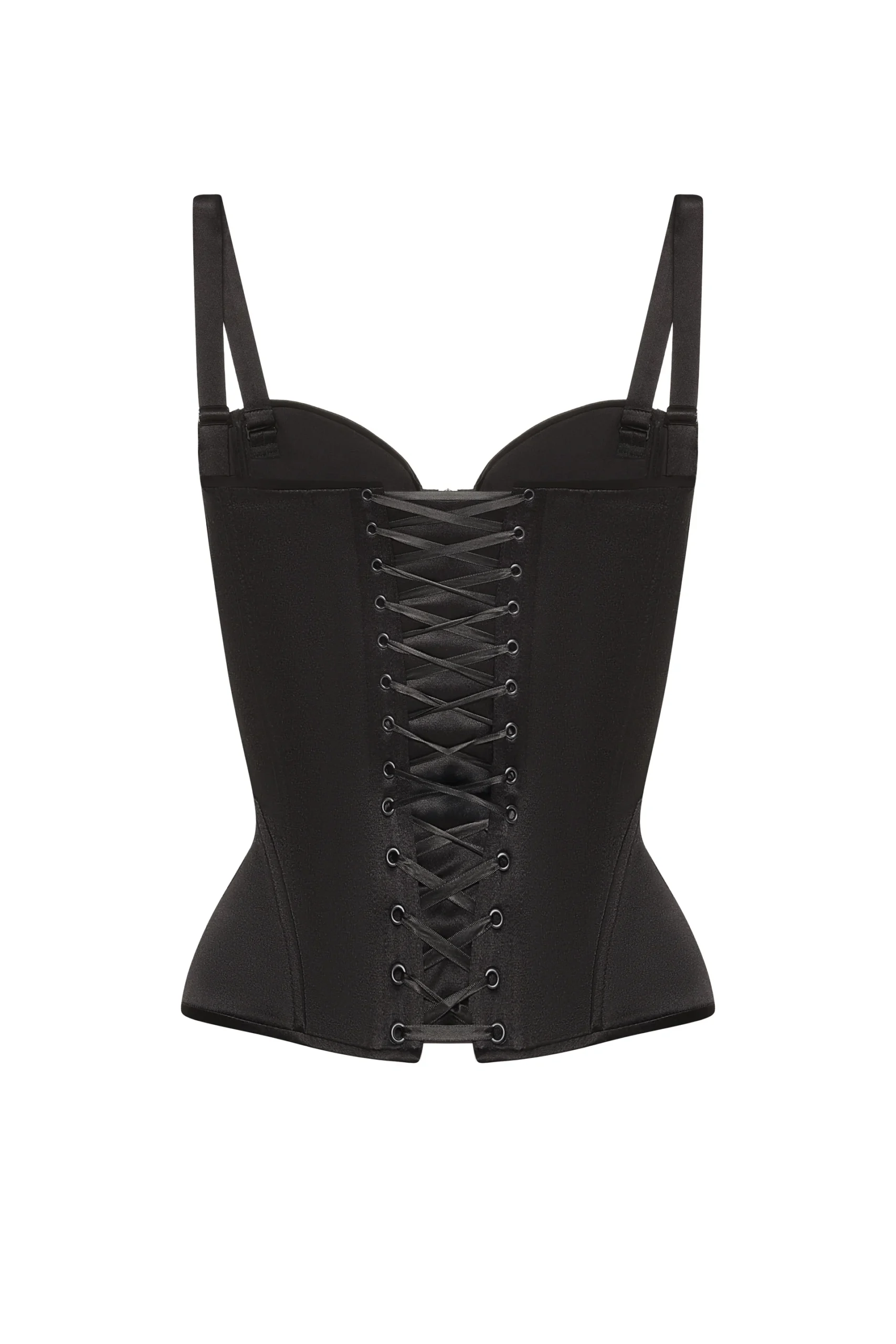 Black Corset Top with Removable Shoulder Straps and Front Zip Black Corset Top with Removable Shoulder Straps and Front Zip