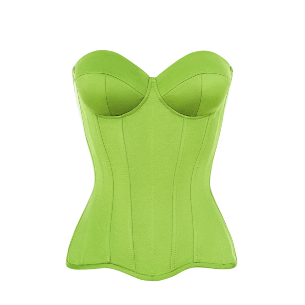 Green Overbust Satin Corset Top with Cups