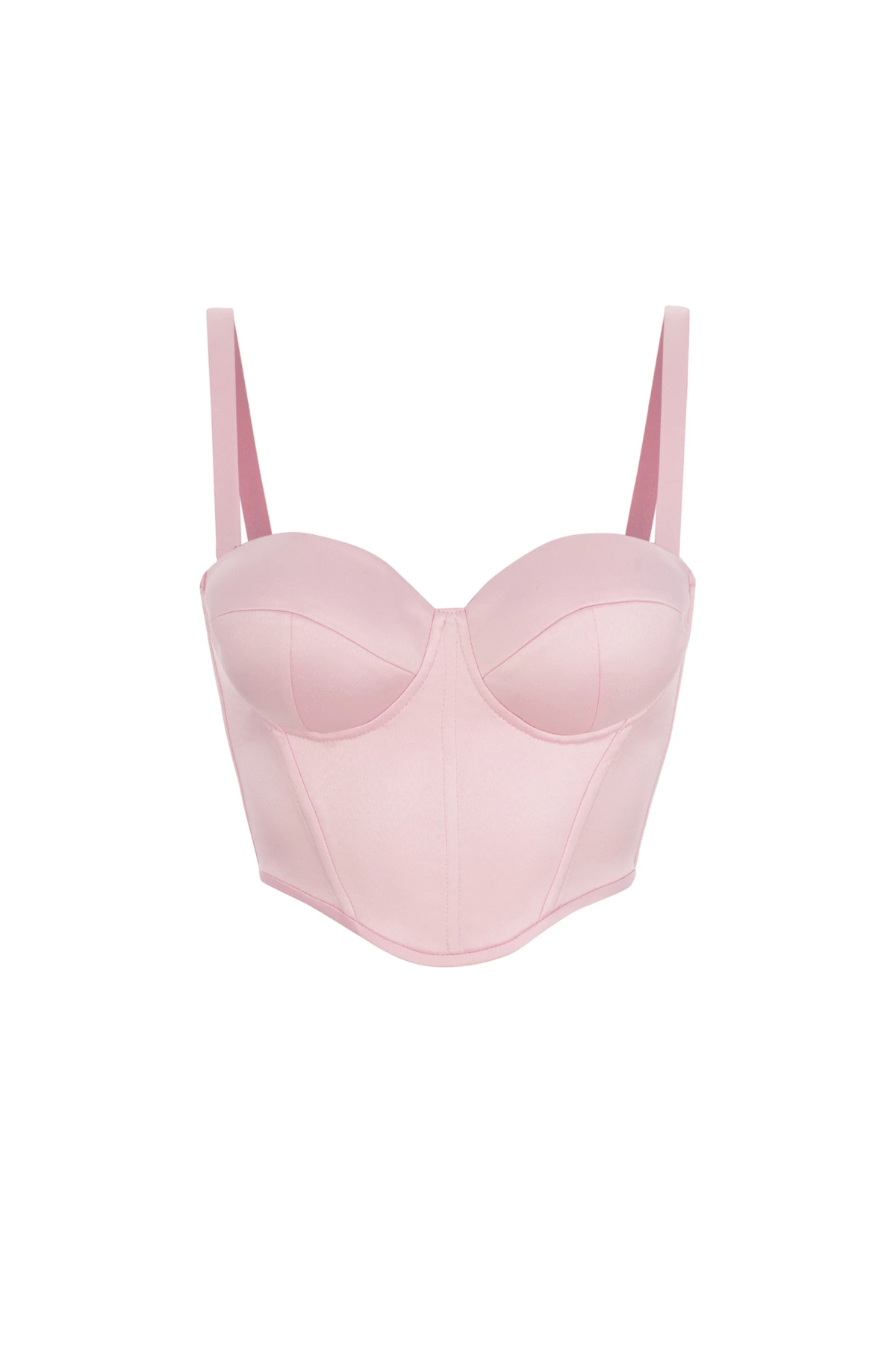 Short Pink Satin Bustier Top Corset with Sleeves