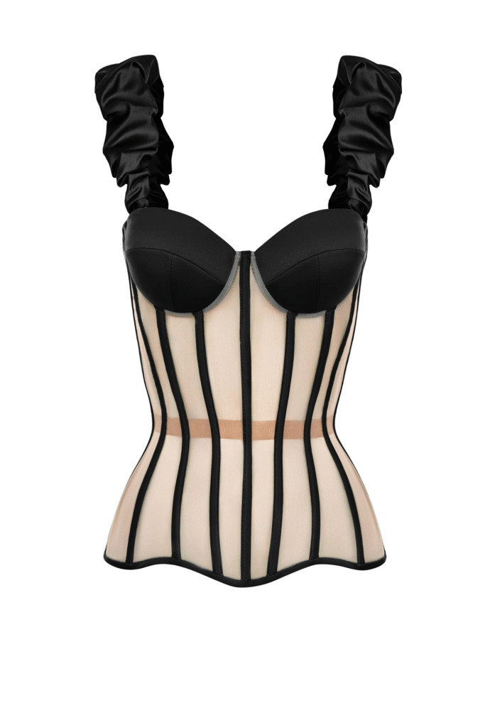 Black Corset with Detachable Shoulder Straps