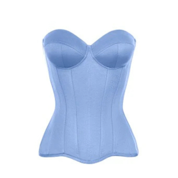 Blue satin corset Top with cups