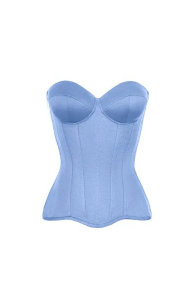 Blue satin corset Top with cups