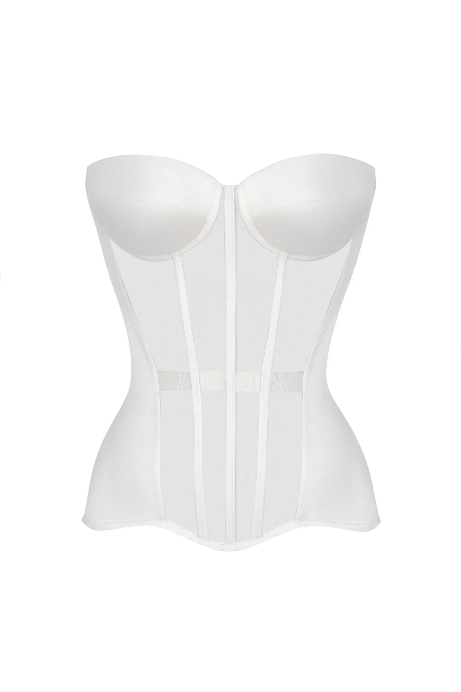 White Mesh and Satin Corset Top with Cups White Mesh and Satin Corset Top with Cups