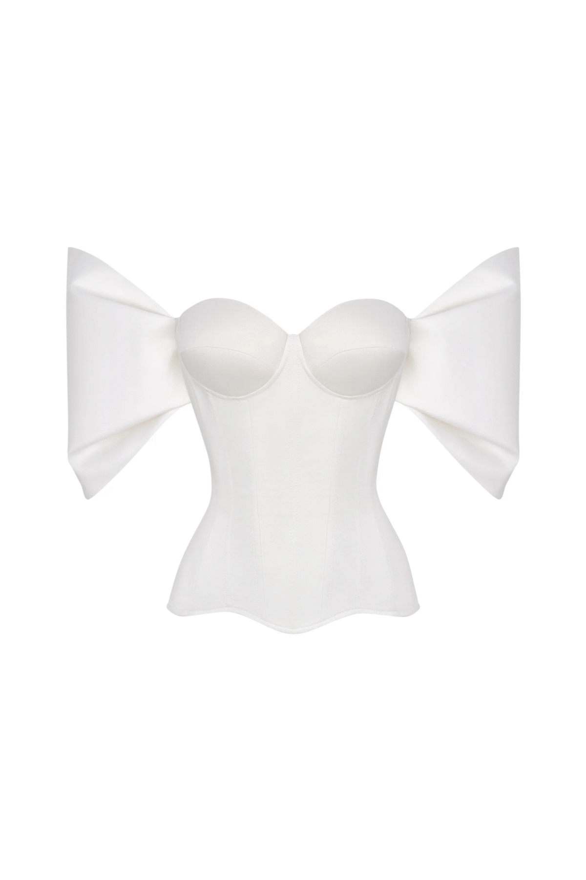 Off Sleeved White Corset Bustier Top in Satin