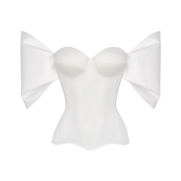Off Sleeved White Corset Bustier Top in Satin