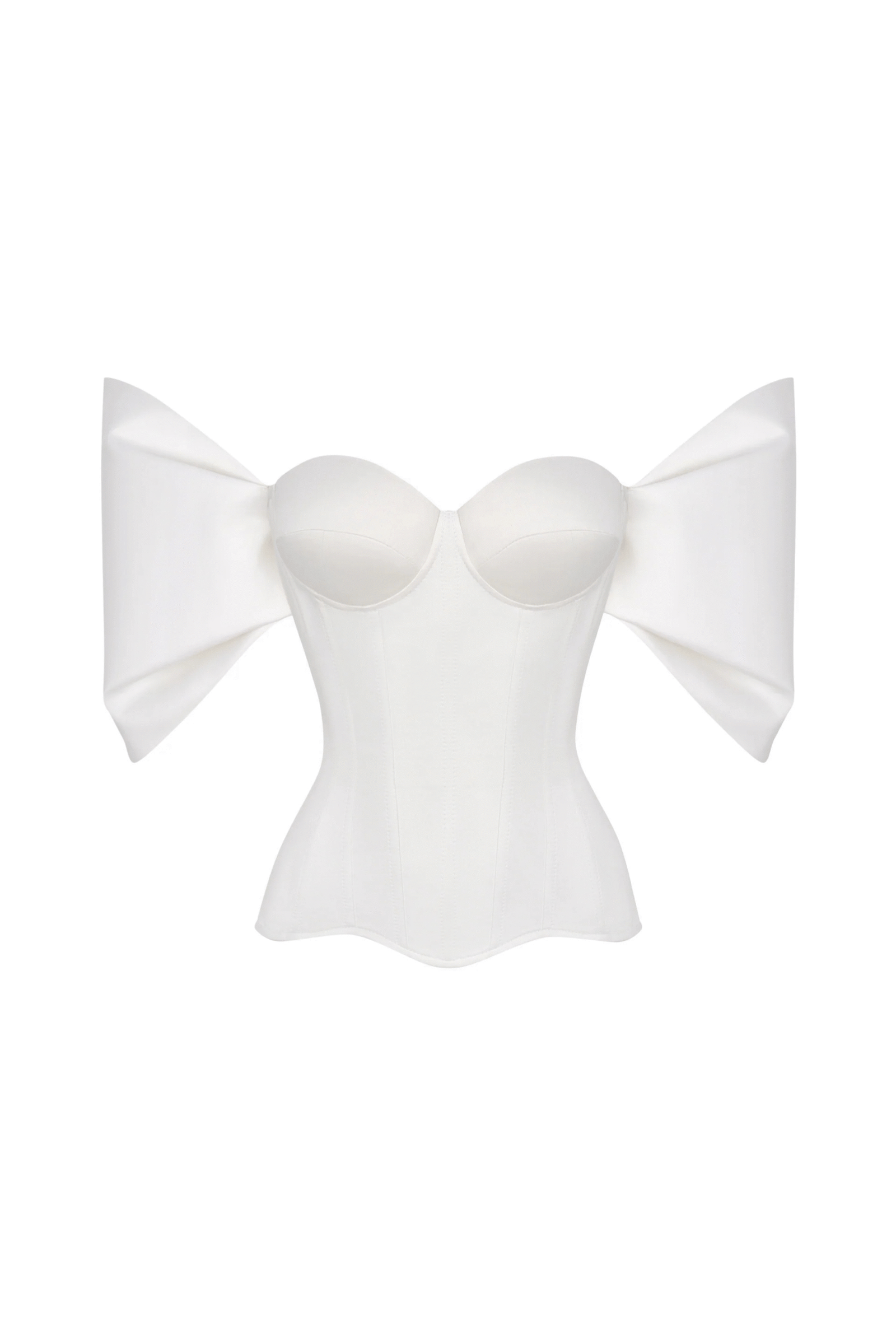 Off Sleeved White Corset Bustier Top in Satin Off Sleeved White Corset Bustier Top in Satin