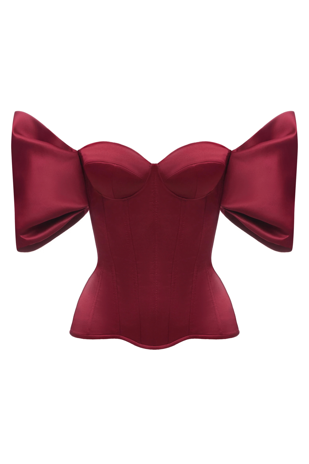 Burgundy Satin Corset with Detachable Sleeves