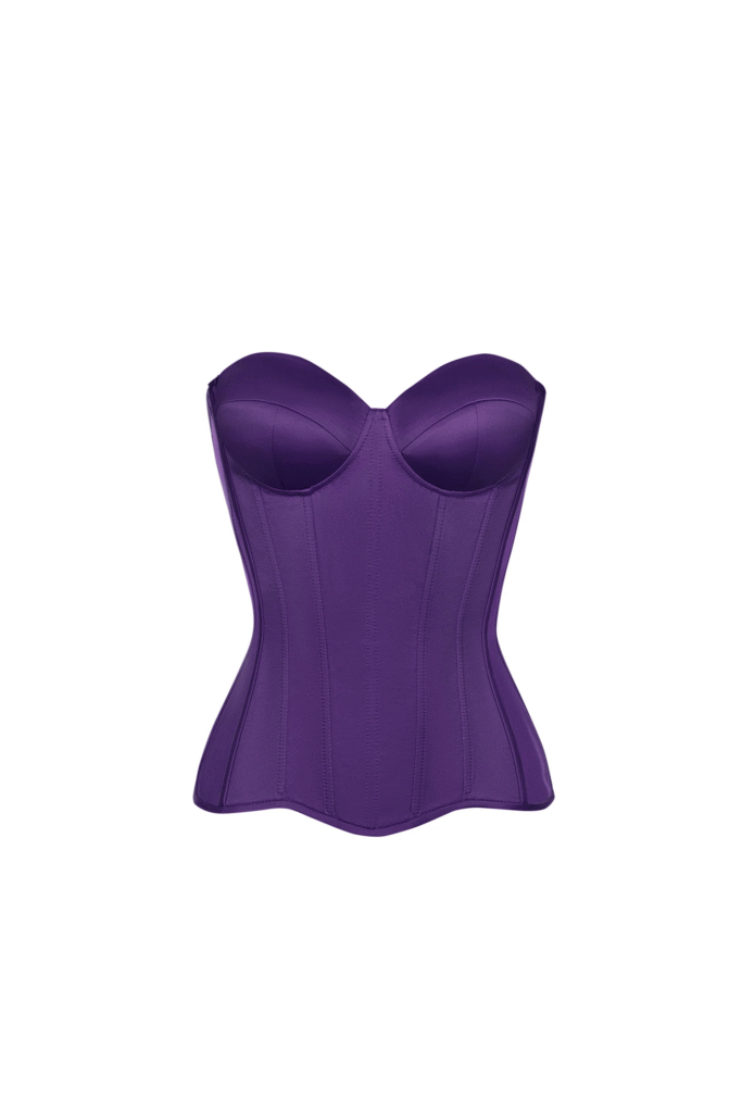 Purple Satin Corset with Cups